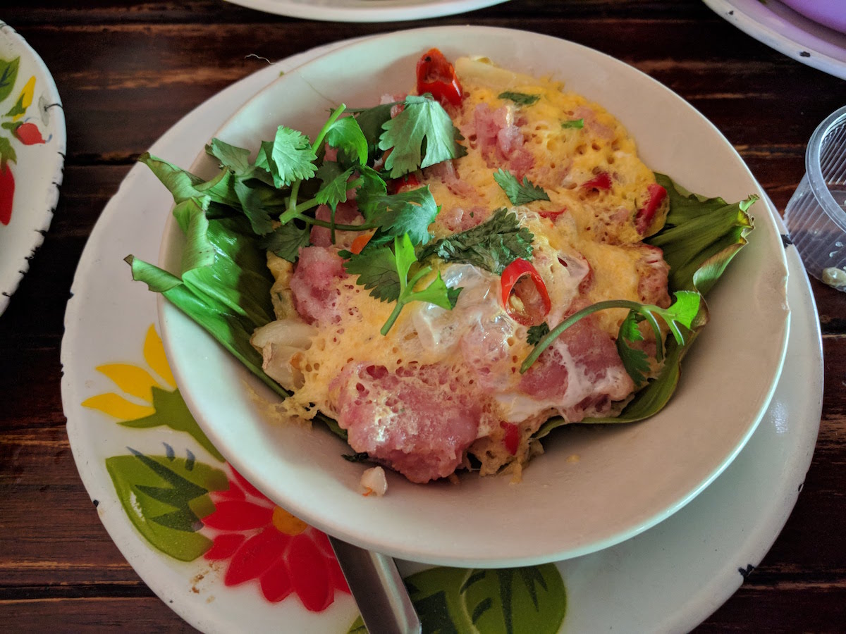 Steamed egg with fermented pork